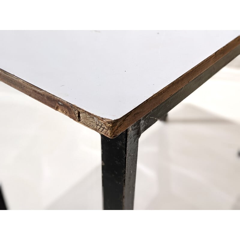 Table vintage Cansado en formica blanc et métal de Charlotte Perriand, 1950