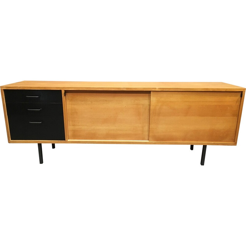 Mid-century sideboard in oak and metal - 1950s