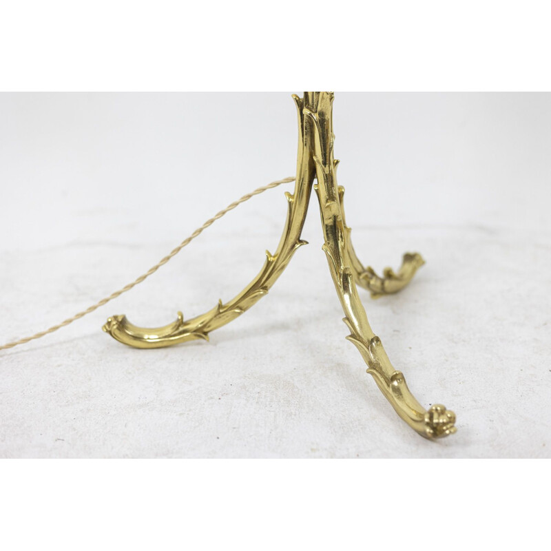 Vintage tripod floor lamp in gilt bronze by Maison Baguès, 1970