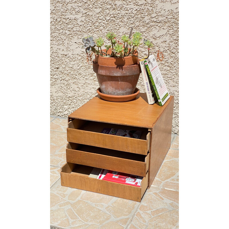 Vintage wooden workshop box with drawers