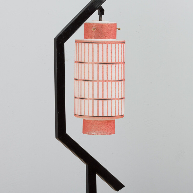 Lampadaire géométrique vintage en verre peint, 1960