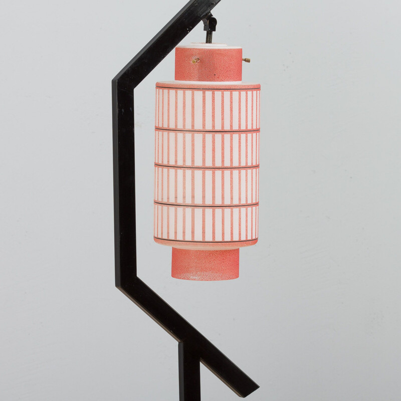 Vintage geometric lamp in painted glass, 1960