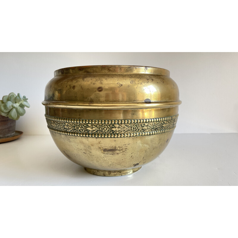 Vintage brass planter by Villedieu, 1970-1980