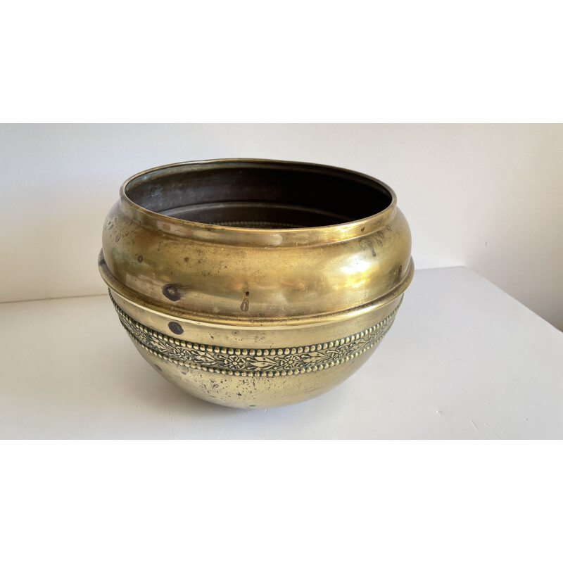 Vintage brass planter by Villedieu, 1970-1980