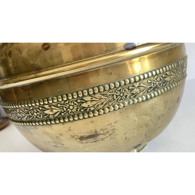 Vintage brass planter by Villedieu, 1970-1980