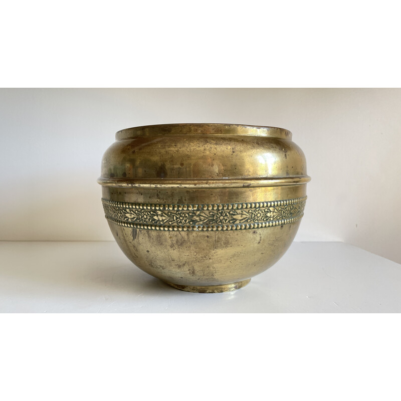 Vintage brass planter by Villedieu, 1970-1980