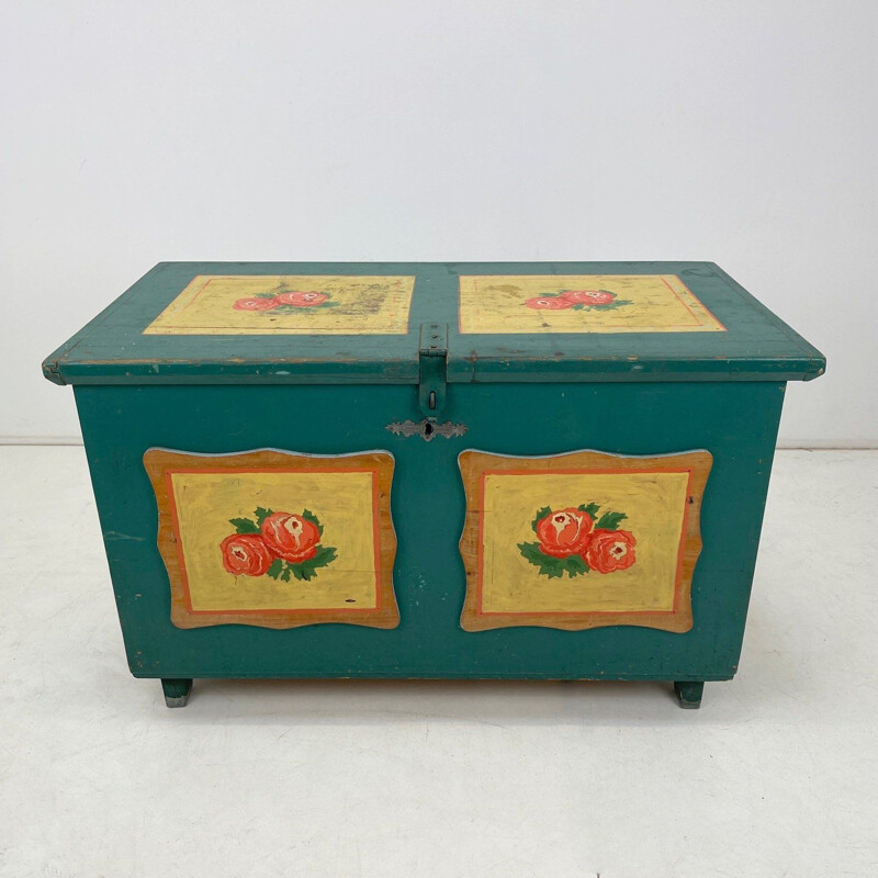 Vintage wooden chest, Czechoslovakia