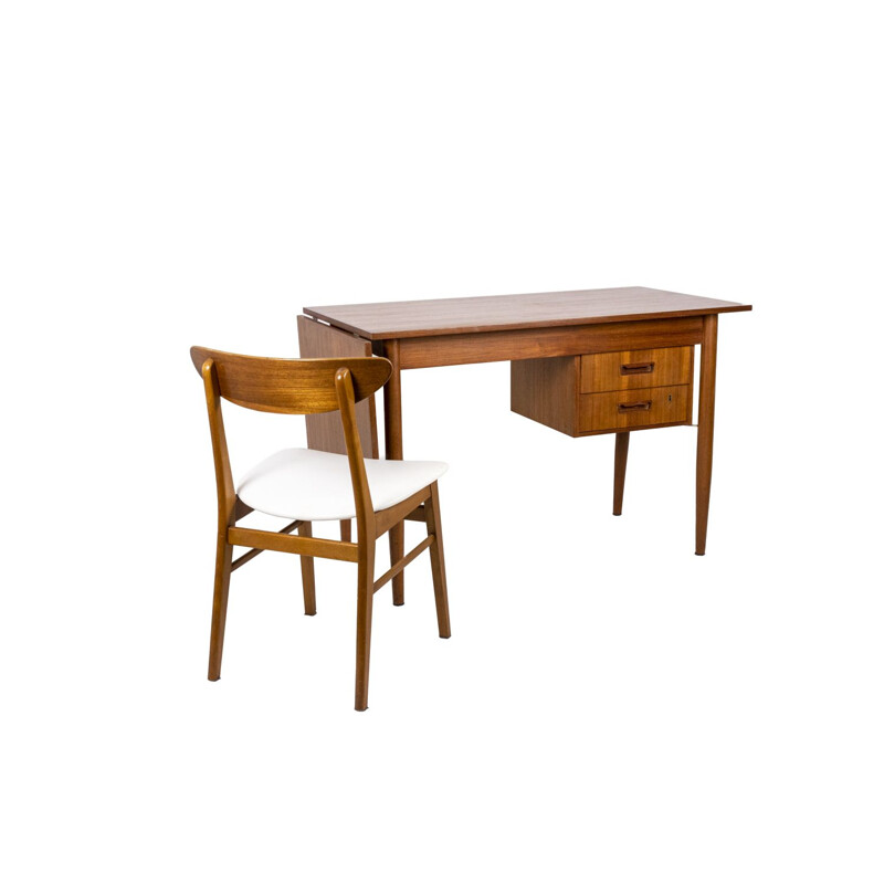 Vintage teakhouten bureau en stoel van Gunnar Nielsen Tibergaard, 1960