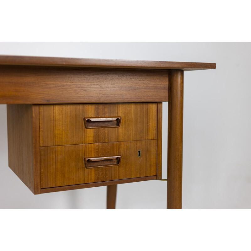 Vintage teak desk with chair by Gunnar Nielsen Tibergaard, 1960s