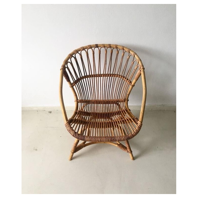 Dutch Brothers Jonker Noordwolde armchair in rotin, Dirk VAN SLIEDREGT - 1950s