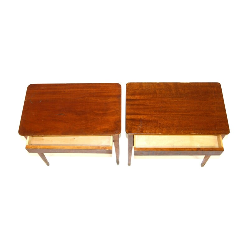 Pair of vintage mahogany night stands by Ferdinand Lundqvist, Sweden 1960s