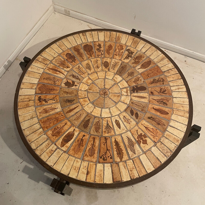 Table basse vintage en bois lamellé par Roger Capron