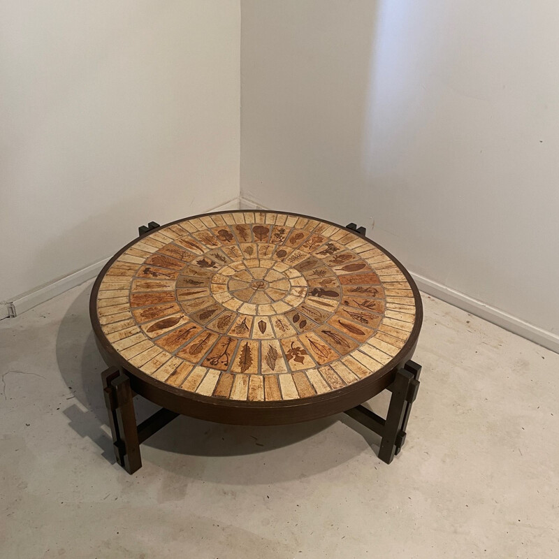 Vintage laminated wood coffee table by Roger Capron