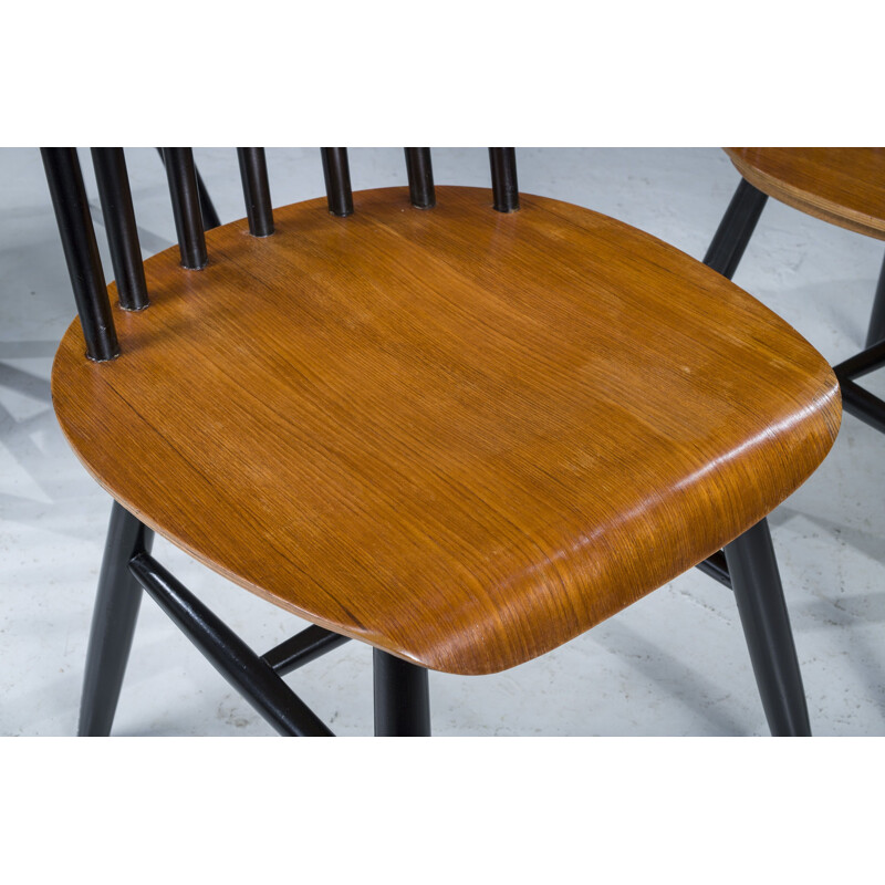 Set of 6 vintage beechwood and teak chairs by Ilmari Tapiovaara, 1960s