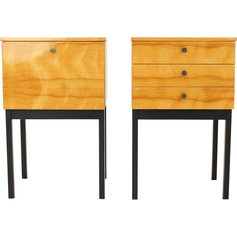 Pair of vintage minimalist night stands by Up Zavody Bucovice, Czechoslovakia 1970s