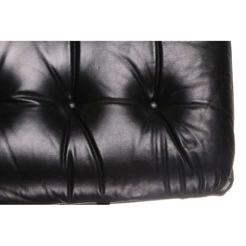 Fauteuil pivotant vintage en cuir de vachette noir par Geoffrey Harcourt pour Artifort, 1960