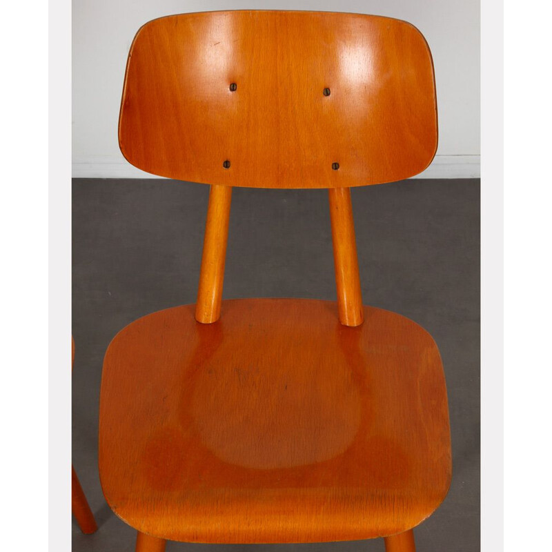 Pair of vintage wooden chairs by Ton, 1960