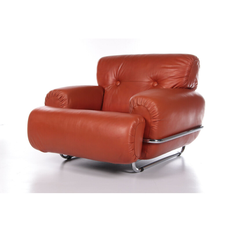 Pareja de sillones italianos vintage de cuero Bold, 1970