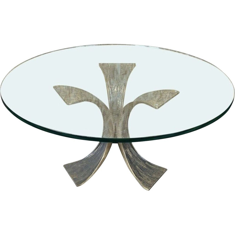 Vintage bronze and glass coffee table by Luciano Frigerio, 1960