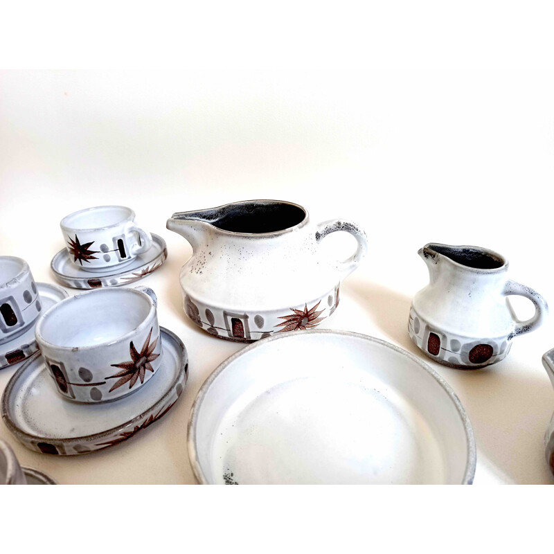 Vintage coffee service in glazed stoneware and Lorraine earthenware, 1960
