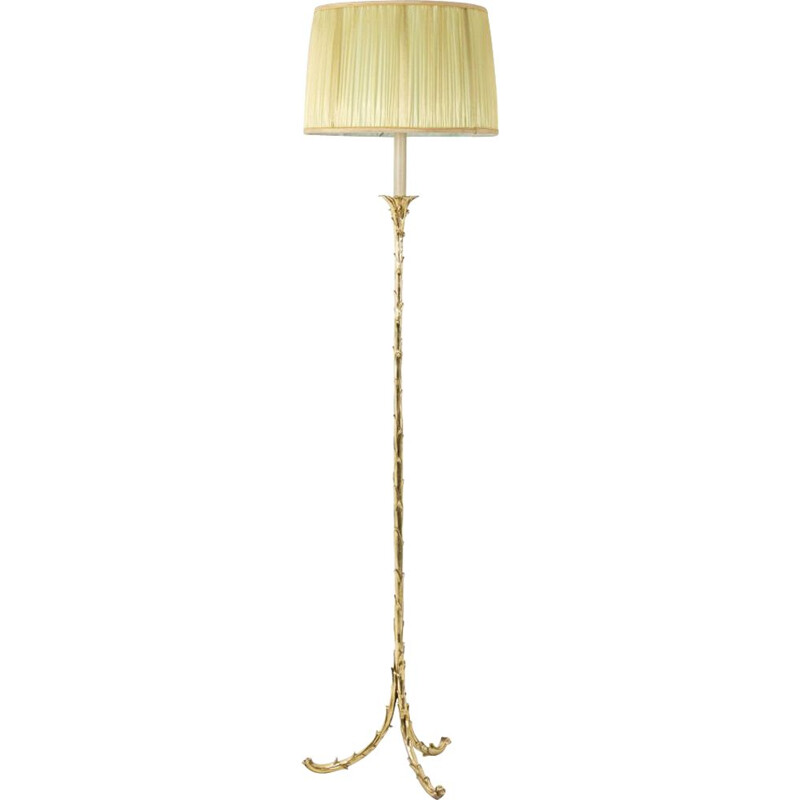 Vintage tripod floor lamp in gilt bronze by Maison Baguès, 1970