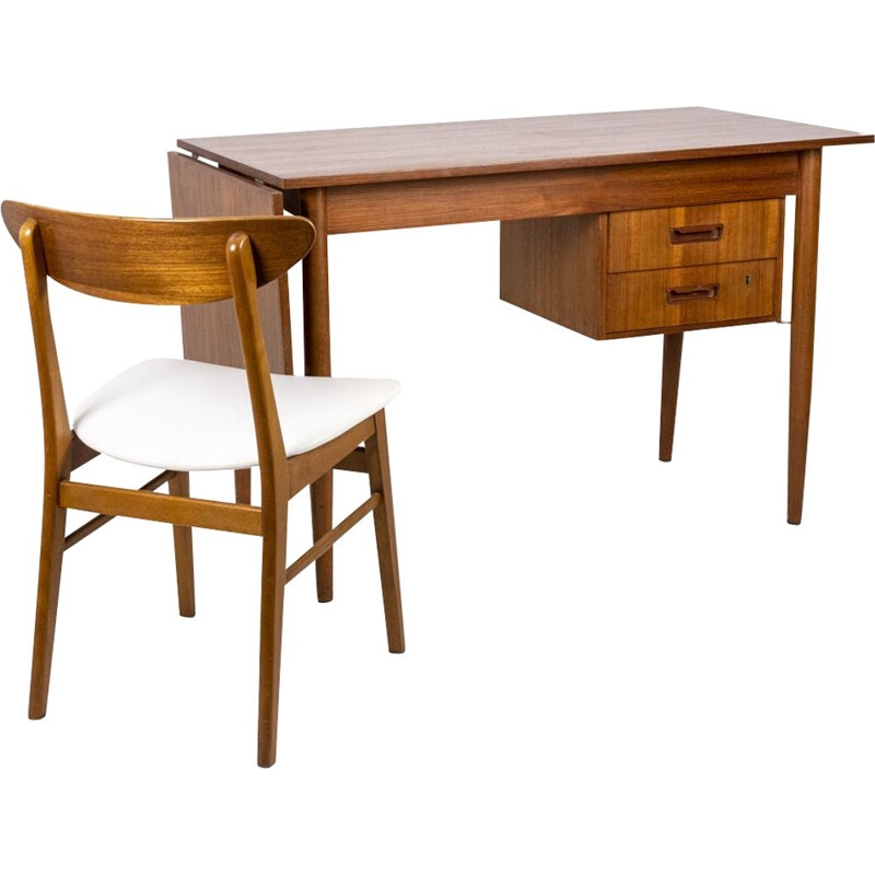 Vintage teak desk with chair by Gunnar Nielsen Tibergaard, 1960s