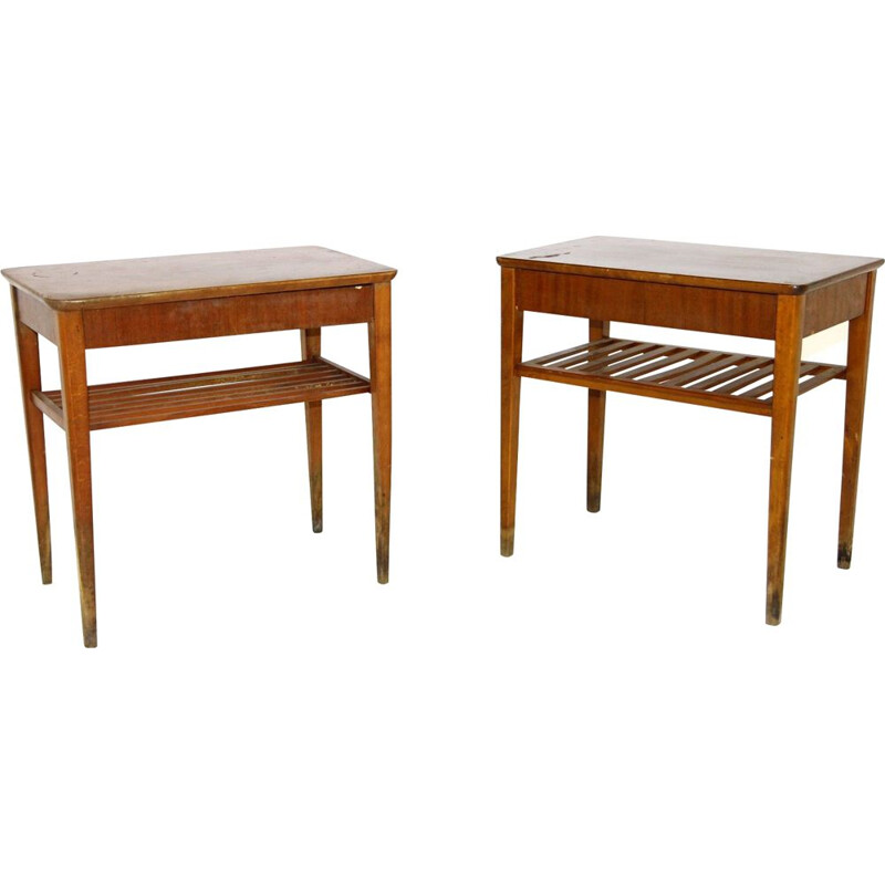 Pair of vintage mahogany night stands by Ferdinand Lundqvist, Sweden 1960s