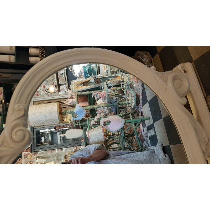 Vintage Art Nouveau dresser mirror in white lacquer