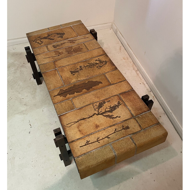 Vintage wooden coffee table by Roger Capron