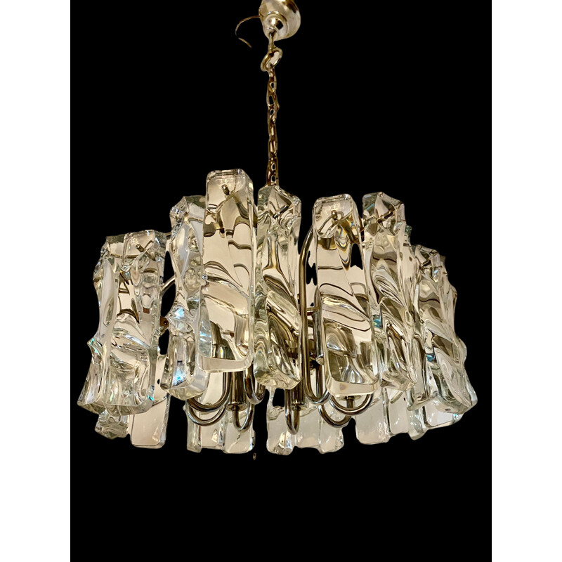 Vintage glass chandelier by Jt Kalmar, 1970