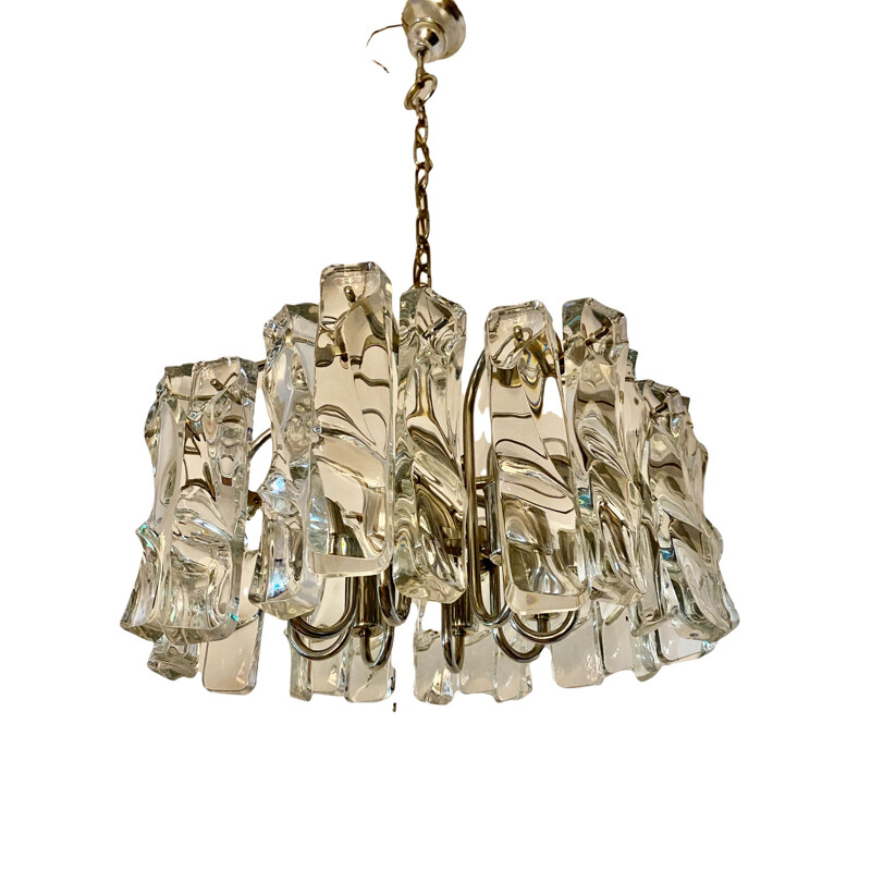 Vintage glass chandelier by Jt Kalmar, 1970