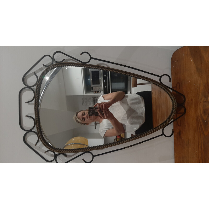 Vintage wrought iron mirror, 1950