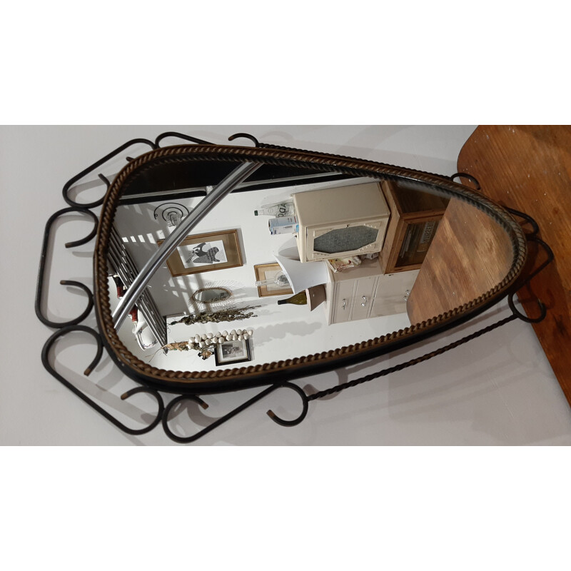 Vintage wrought iron mirror, 1950