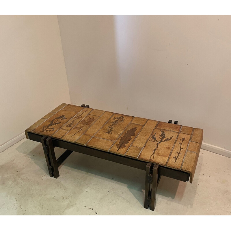 Vintage wooden coffee table by Roger Capron