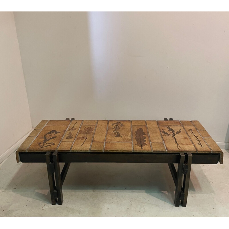 Vintage wooden coffee table by Roger Capron