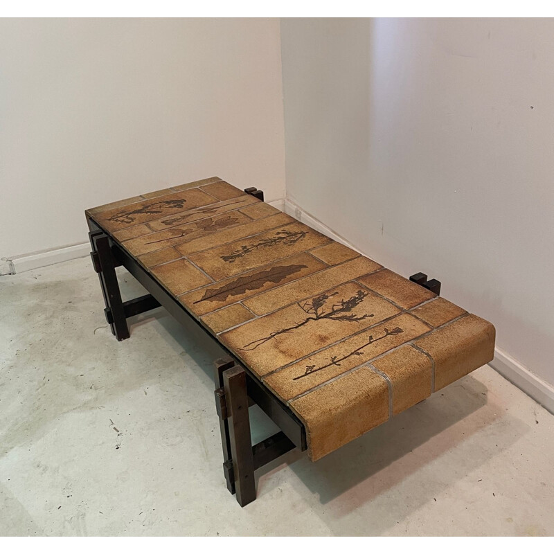Mesa de centro vintage de madera de Roger Capron