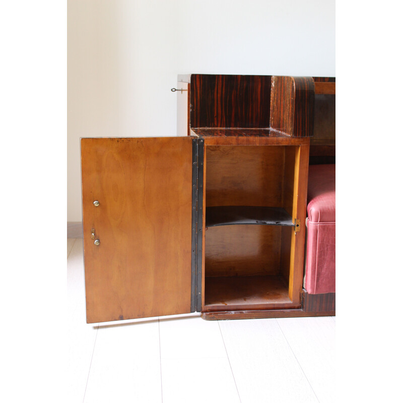 Vintage daybed in rosewood and leather, Italy 1940s