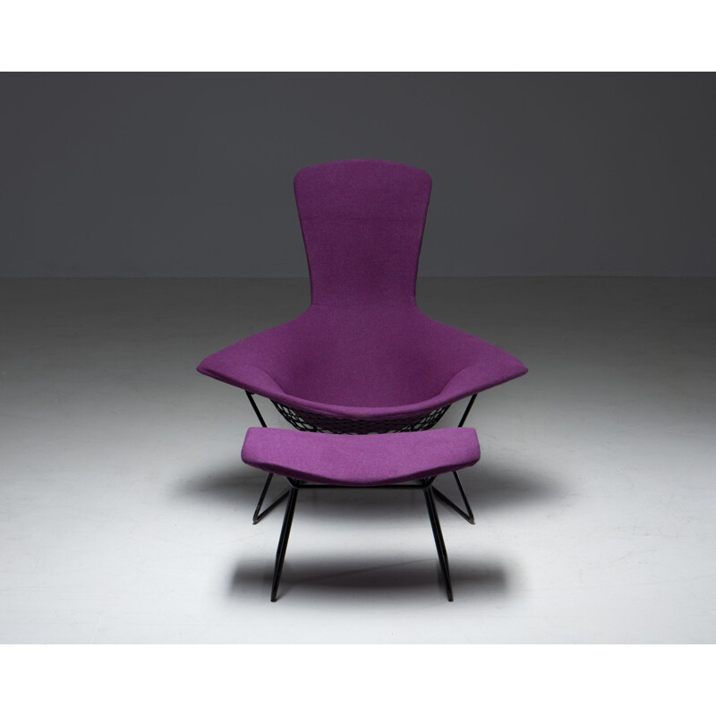 Poltrona e pouf vintage "The Bird Chair" di Harry Bertoia per Knoll Int. 1950