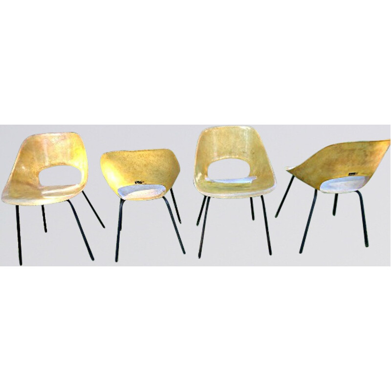 Set of 4 tulip chairs, Pierre GUARICHE - 1953