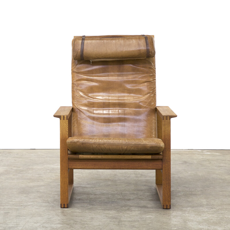 Fredericia Stolefabrik armchair in leather, Borge MOGENSEN - 1970s