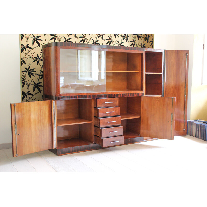 Art Deco vintage sideboard in rosewood panelling, Italy 1940s