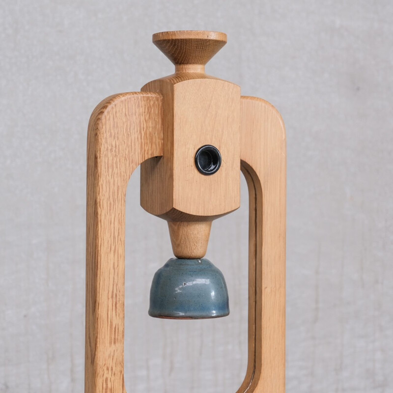 Suspensión vintage de madera de roble de Guillerme et Chambron, Francia 1960