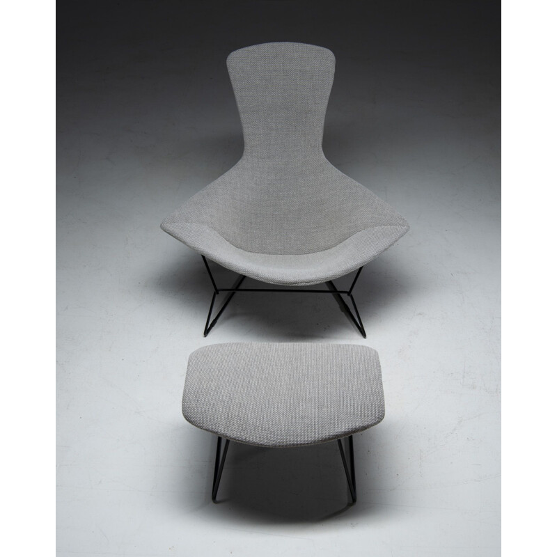 Vintage "The Bird Chair" armchair with ottoman by Harry Bertoia for Knoll Int, 1950