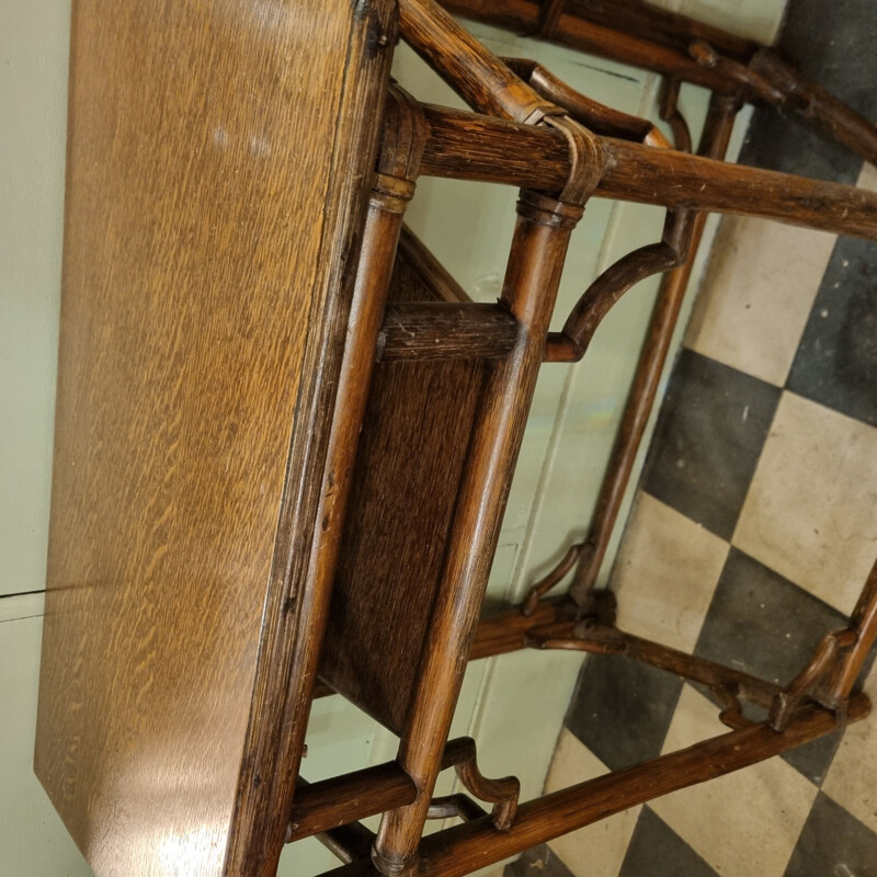 Vintage bamboo and oakwood console, 1920