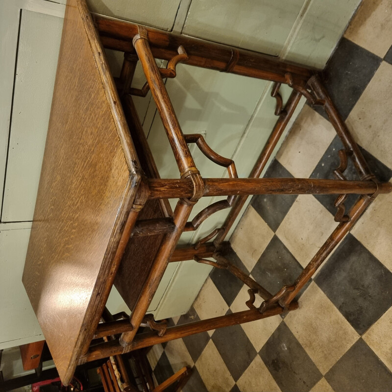 Vintage bamboo and oakwood console, 1920