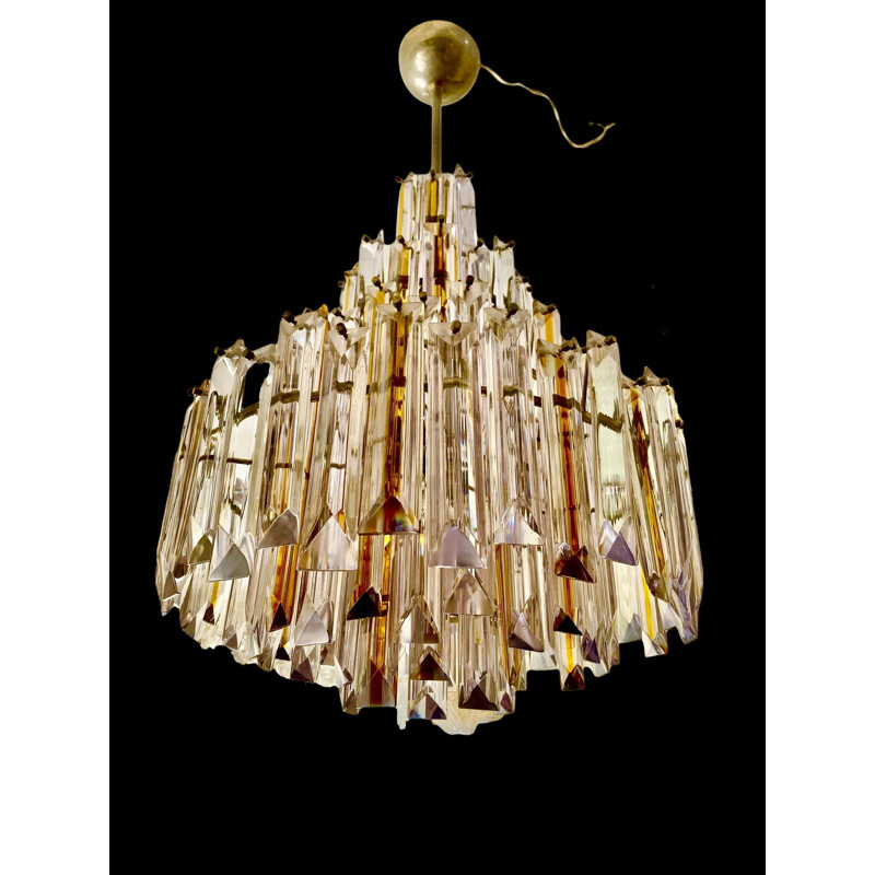 Vintage Venini chandelier in two-tone Murano glass, 1970