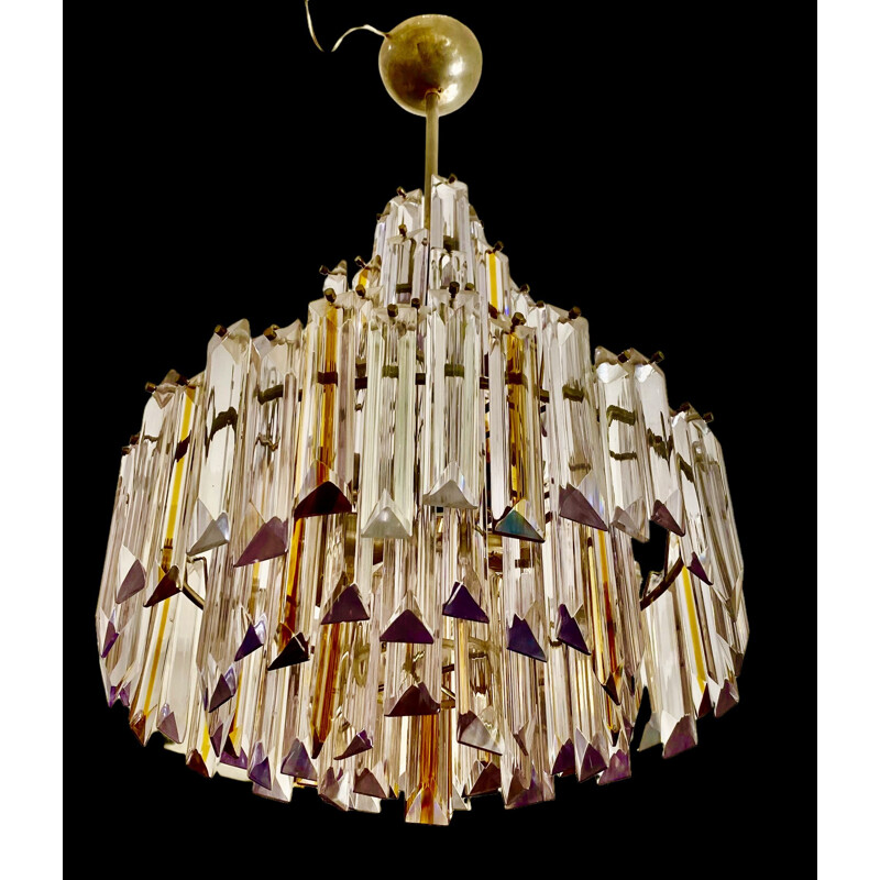 Vintage Venini chandelier in two-tone Murano glass, 1970