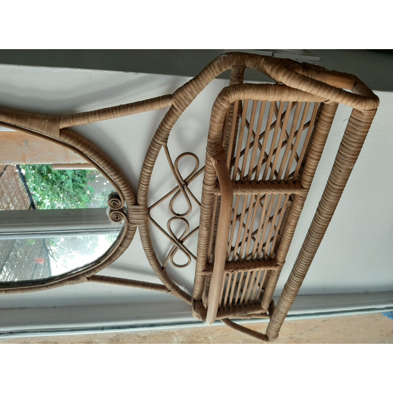 Vintage mirror in rattan peacock