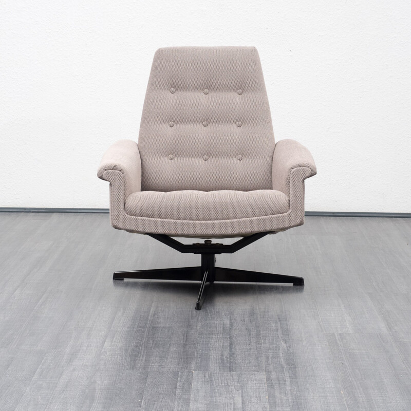 Fauteuil pivotant vintage retapissé - 1960