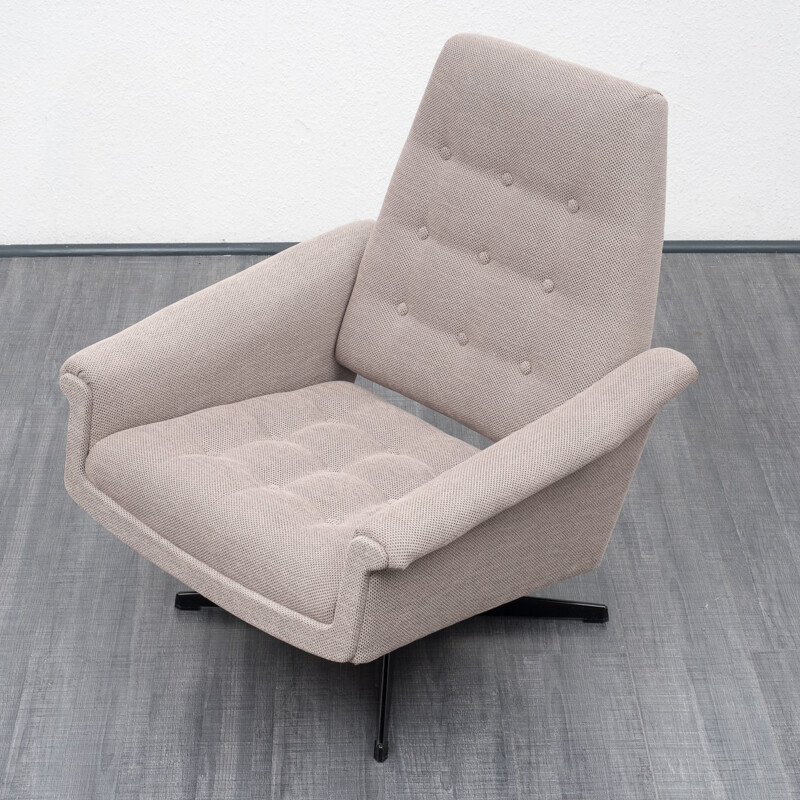 Mid century re-upholstered swivel armchair - 1960s